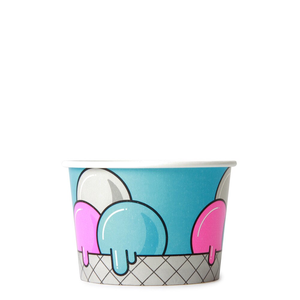 4oz Ice Cream Cup -Blue Bubbles- x 50 Pack_0